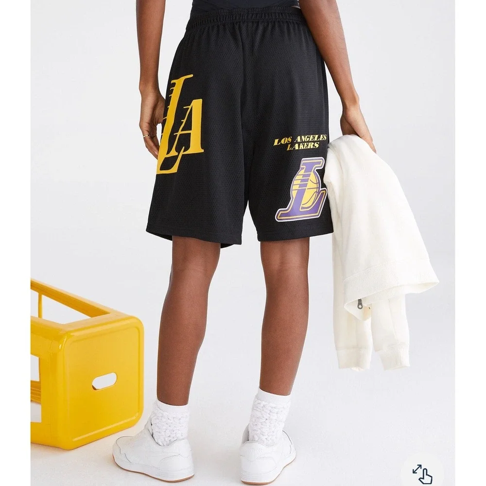 NWT Ultra Game NBA‎ Lakers Mesh Shorts Men's L Purple Yellow Basketball Fan